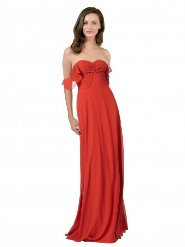 Chiffon A-Line Bridesmaid Dress with Ruched Bodice UK