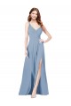 Surplice Bodice A-Line Long Chiffon Bridesmaid Dress UK