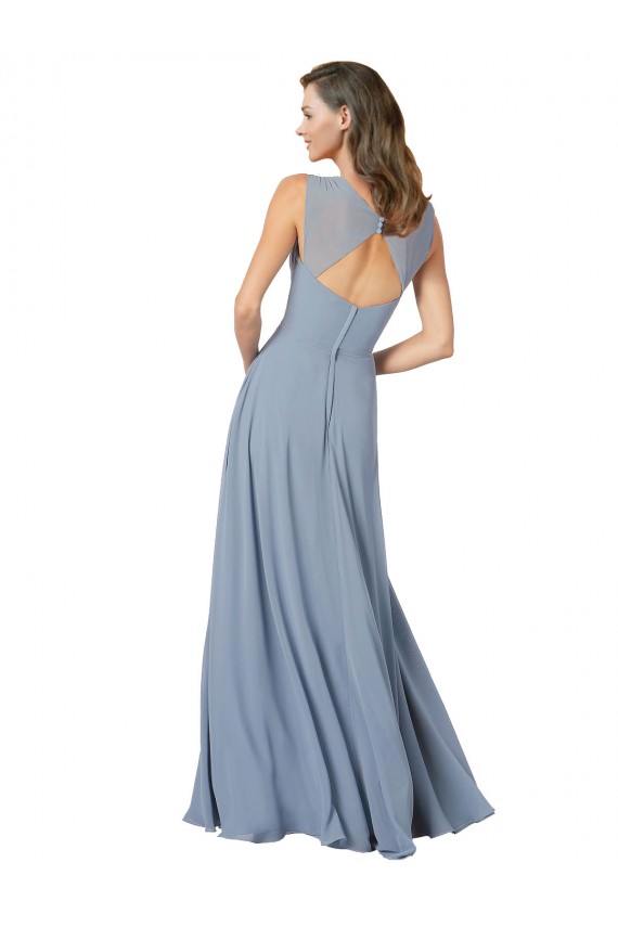 Surplice Bodice A-Line Long Chiffon Bridesmaid Dress UK