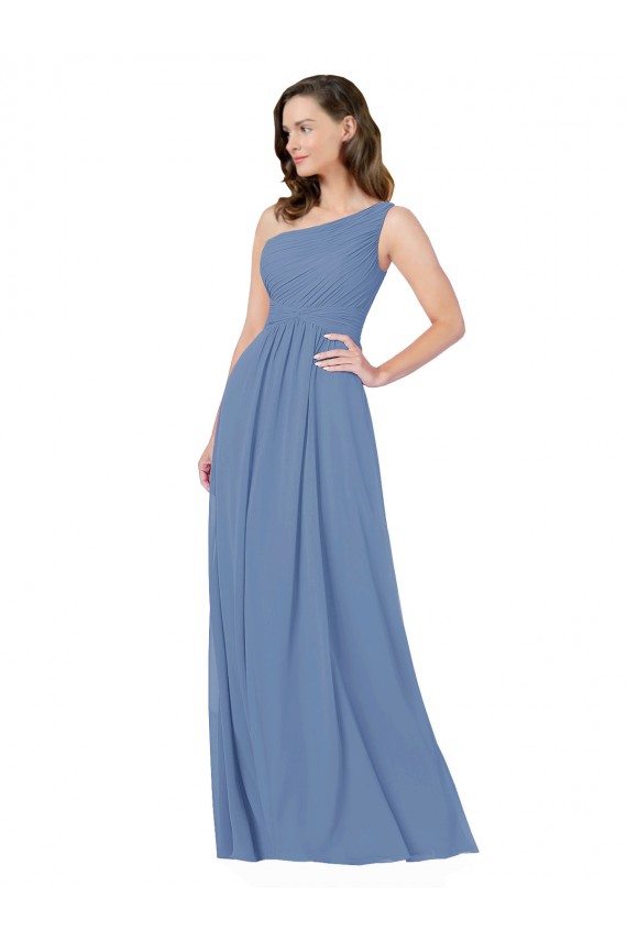 Pleated One Shoulder Chiffon Bridesmaid Dress UK