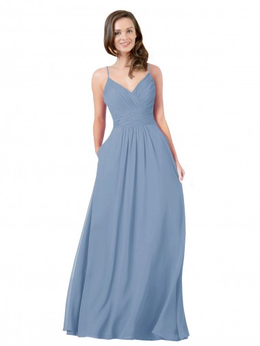 A-Line Ruched V-Neckline Chiffon Bridesmaid Dress UK