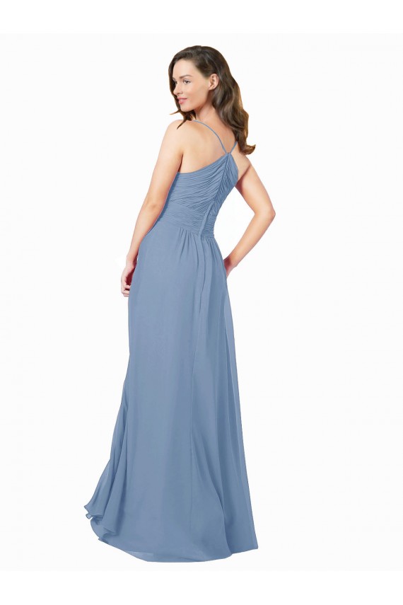 A-Line Ruched V-Neckline Chiffon Bridesmaid Dress UK