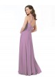 Floral Detailed Chiffon Bridesmaid Dress with Keyhole Back UK