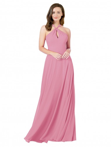 Chiffon Bridesmaid Dress with Keyhole Front UK