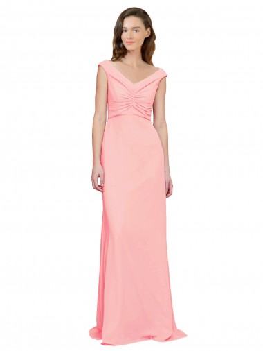 Luxe Chiffon Bridesmaid Dress with Shoulder Tip Gathered Bodice UK