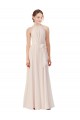 Tie Neck Long Chiffon A-Line Bridesmaid Dress with Sheer Back UK