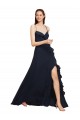 Long Chiffon Bridesmaid Dress with Criss Cross Straps and Ruffles UK