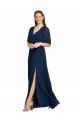 V-Neck Plush Chiffon Bridesmaid Dress with Flutter Sleeves UK