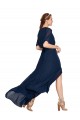 V-Neck Plush Chiffon Bridesmaid Dress with Flutter Sleeves UK