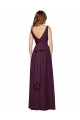 Plunging V-Neckline Long Chiffon Bridesmaid Dress with Deep V-Back UK