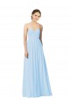 Full Length Chiffon Bridesmaid Dress with Deep Sweetheat and Shirred Bodice UK