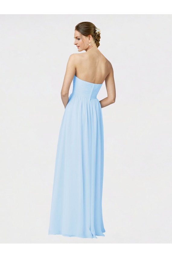 Full Length Chiffon Bridesmaid Dress with Deep Sweetheat and Shirred Bodice UK