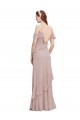 Cascading Ruffles Long Chiffon Bridesmaid Dress with Cold Shoulder UK