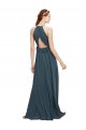 Halter Neck Front Keyhole Chiffon Bridesmaid Dress with Shirred Waist UK