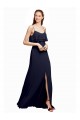 Draped Long Chiffon Bridesmaid Dress with Straps and Layers UK