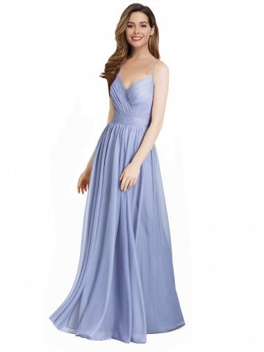 Ruched Criss Over Bodice Chiffon Bridesmaid Dress with Lace Open Back UK