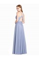 Ruched Criss Over Bodice Chiffon Bridesmaid Dress with Lace Open Back UK