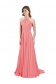 Draped A-Line Chiffon Bridesmaid Dress with Halter Keyhole Neckline UK