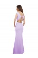 Chiffon Column Bridesmaid Dress with High Round Neckline and Cap Sleeves UK