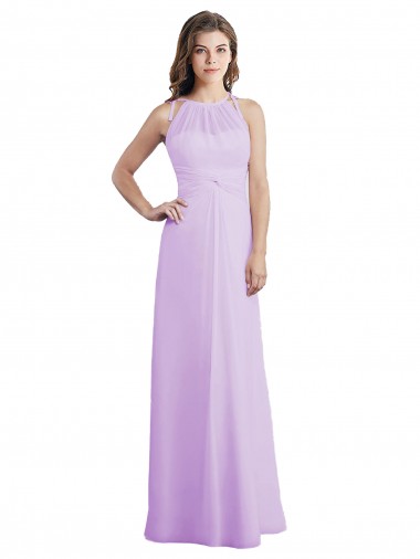 Sweetheart Long Chiffon Bridesmaid Dress with Halter Straps UK