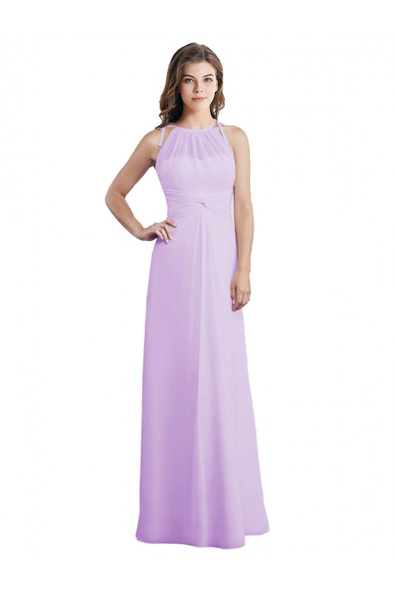 Sweetheart Long Chiffon Bridesmaid Dress with Halter Straps UK