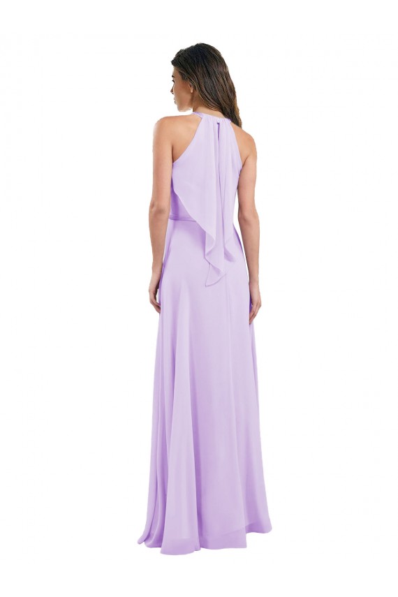 Halter Chiffon A-Line Bridesmaid Dress with Flounce Back UK