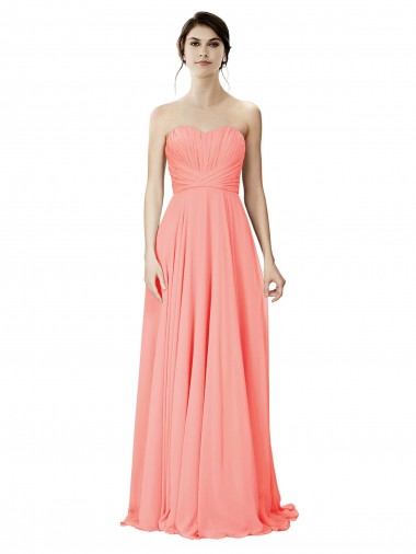 Strapless Chiffon Bridesmaid Dress with Ruched Sweetheart Neckline UK