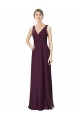 Long Chiffon Bridesmaid Dress with Ruched Criss Cross V-Neck Bodice UK