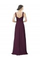 Long Chiffon Bridesmaid Dress with Ruched Criss Cross V-Neck Bodice UK