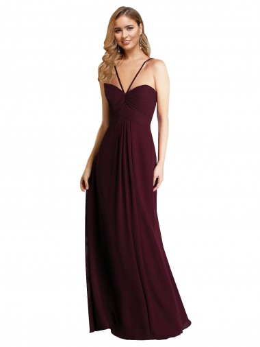 Long Chiffon Bridesmaid Dress with Sweetheart Neckline UK