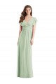 Flutter Sleeves Draped Wrap V-Neck Chiffon Bridesmaid Dress UK