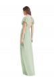 Flutter Sleeves Draped Wrap V-Neck Chiffon Bridesmaid Dress UK