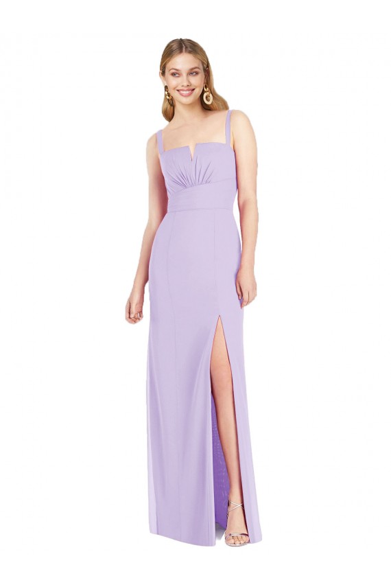 Spaghetti Straps Mermaid Chiffon Bridesmaid Dress with Side Front Slit UK