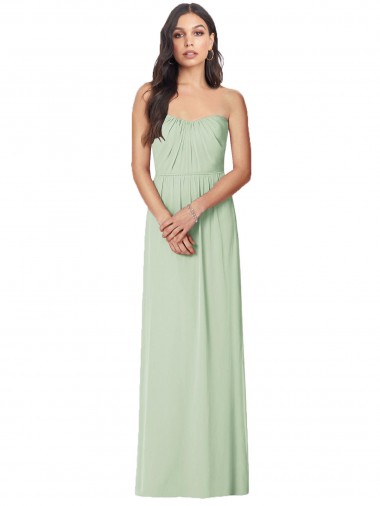 Strapless Sweetheart All-Over Shirring Chiffon Bridesmaid Dress UK