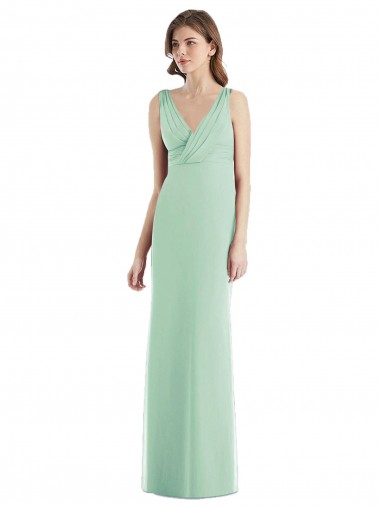 Sleek Open Back Chiffon V-Neck Bridesmaid Dress UK