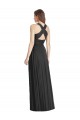 Full Length V-Neck Chiffon Bridesmaid Dress with Wide Criss Cross Straps UK