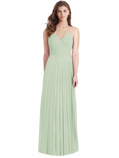 Ruffled Strap Cutout Wrap Maxi Chiffon Bridesmaid Dress UK