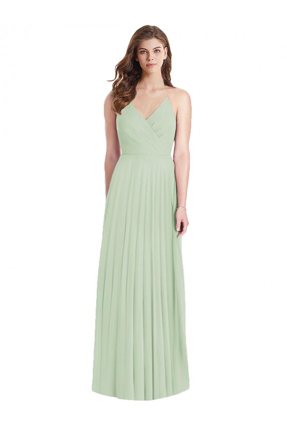 Ruffled Strap Cutout Wrap Maxi Chiffon Bridesmaid Dress UK