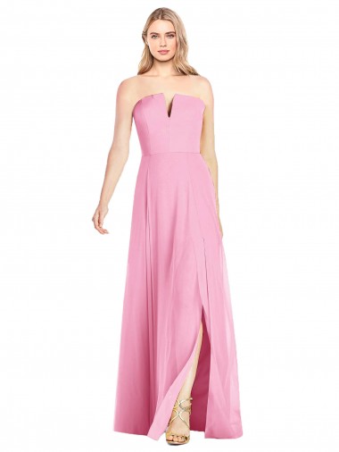 Strapless Notch Chiffon Maxi Bridesmaid Dress UK