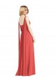 Full-Length V-Neck Chiffon Bridesmaid Dress Streamers Back UK