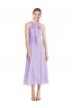 Midi Length Halter Plunging V-Back Chiffon Bridesmaid Dress UK