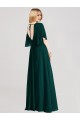 Full-Length Flutter Sleeves Plunging V Back Chiffon Bridesmaid Dress UK