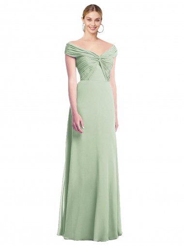 Draped Off the Shoulder Lux Chiffon Bridesmaid Dress UK