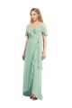 High Low Off the Shoulder Wrap Chiffon Bridesmaid Dress  UK