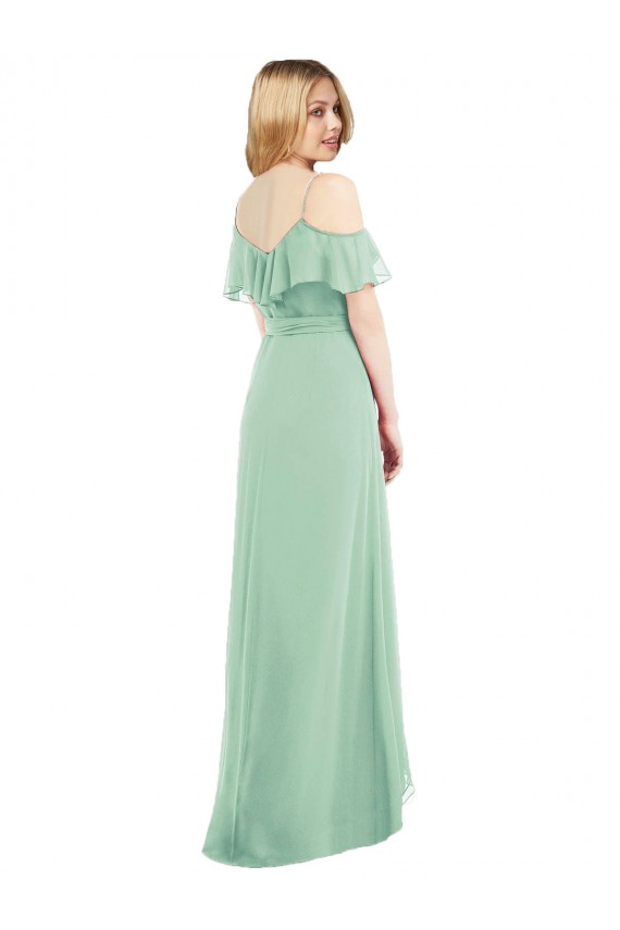 High Low Off the Shoulder Wrap Chiffon Bridesmaid Dress  UK