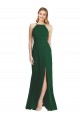 High-Neck Maxi Bridesmaid Dress with Front Slit UK