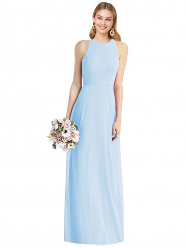 Sleeveless Halter Chiffon Maxi Bridesmaid Dress UK