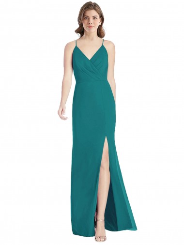 Criss Cross Back Mermaid Wrap Chiffon Bridesmaid Dress UK