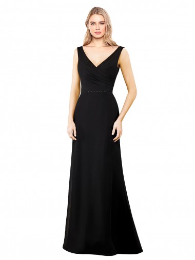 V-Neckline Chiffon Bridesmaid Dress with Draped Bodice UK