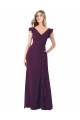 Ruffle Cap Sleeves Long Chiffon Bridesmaid Dress UK